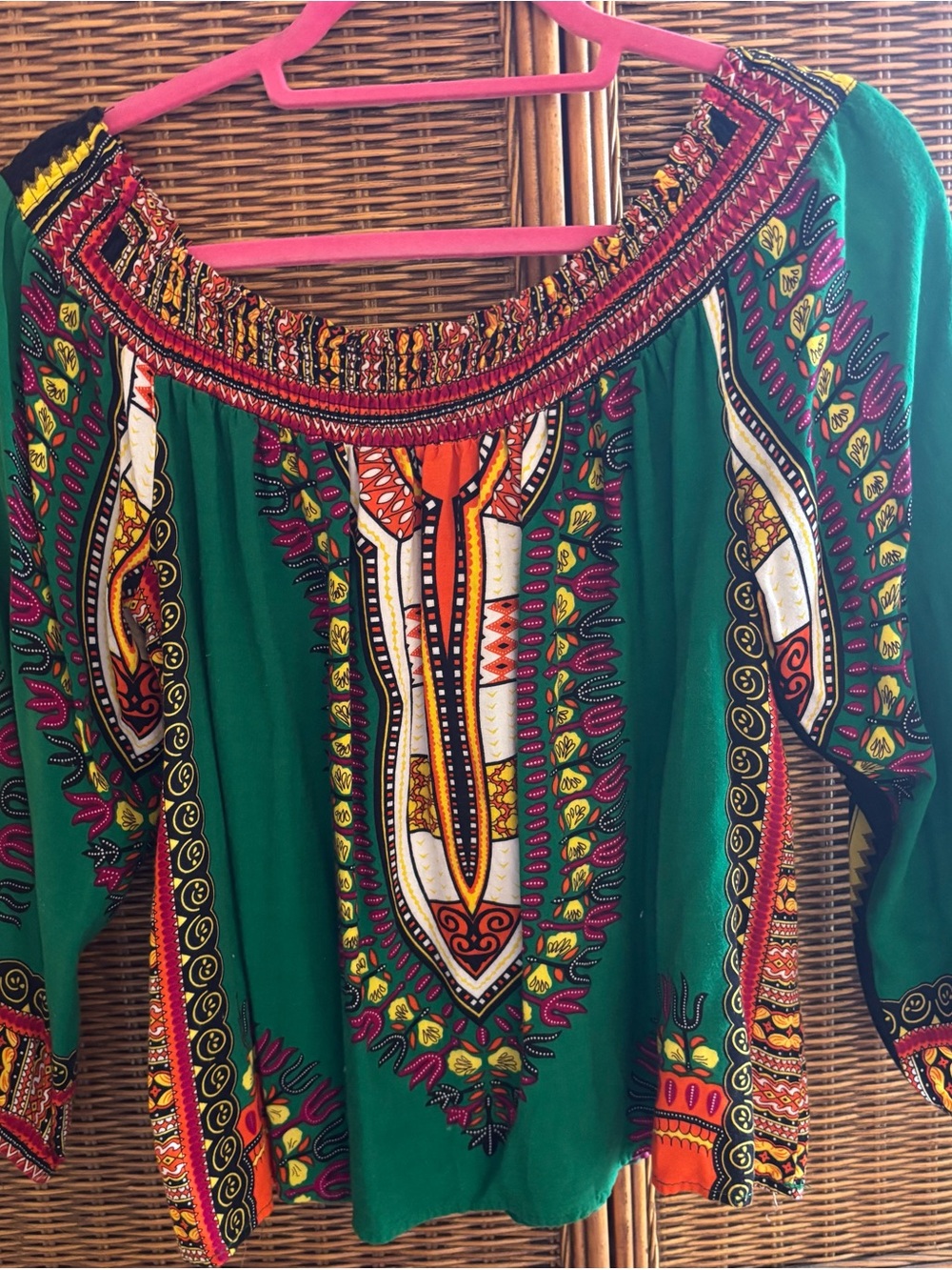 Love Green Multicolor Printed Off-Shoulder Blouse